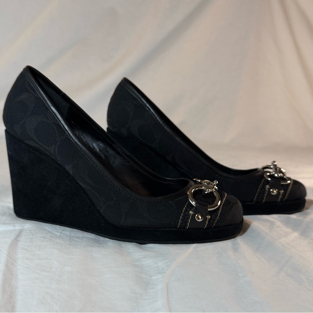 Coach Issy Black Wedge Shoes size 7.5